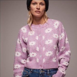 ZARA FLORAL KNIT SWEATER CARDIGAN BLOGGERS FAV  ~ S ~